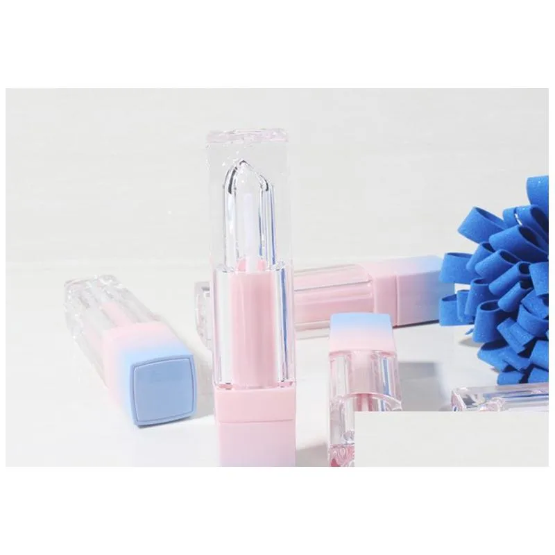 200pcs/lot square empty lip gloss tube gradient pink blue plastic elegant lipstick liquid cosmetic containers 5ml sample sn1223