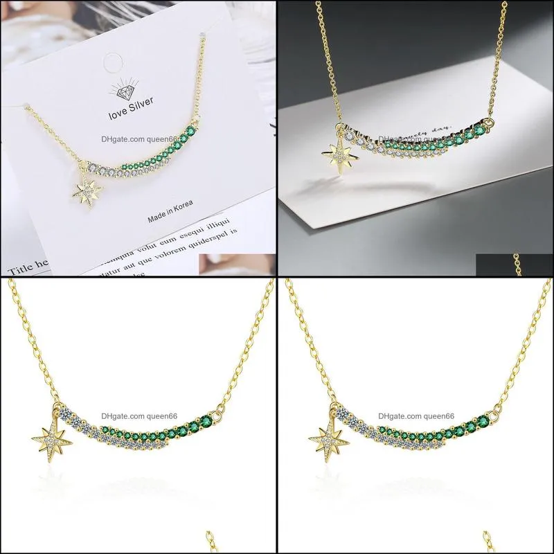 gold plated crystal green white zircon graduated pendant necklace womens fashion jewelry short collarbone chain wedding party dz569