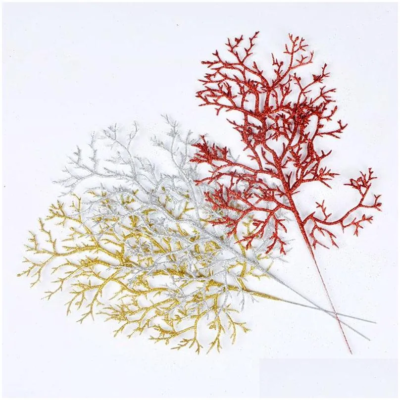 christmas tree halle leaves accessories gold silver artificial branches metasequoia sequoia home party decoration shipping za5336