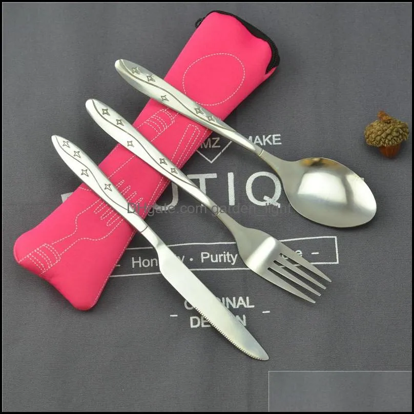 portable dinnerware set spoons stainless steel steak forks travel camping kitchen accessories knife new arrival 3 5zx f2