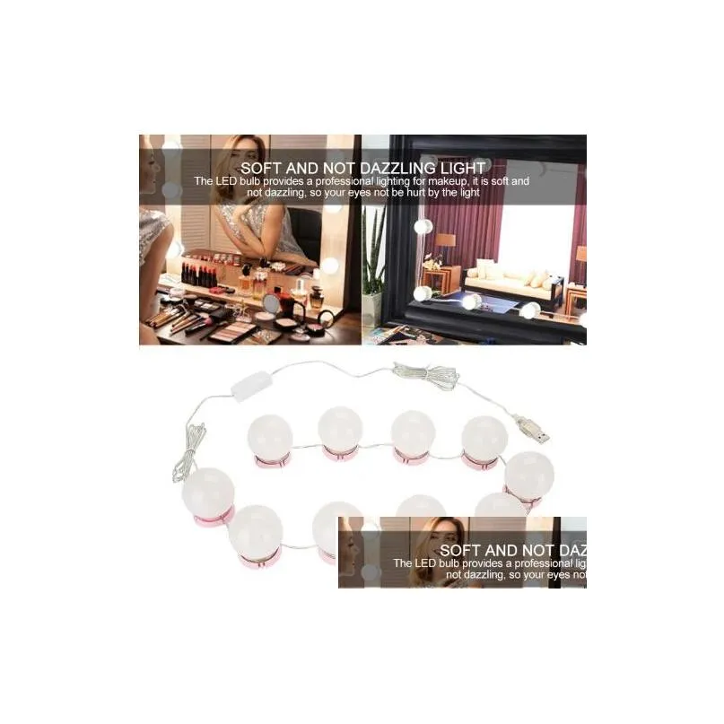 makeup mirror vanity led light bulbs kit usb charging port cosmetic lighted make up mirrors bulb adjustable brightness lights