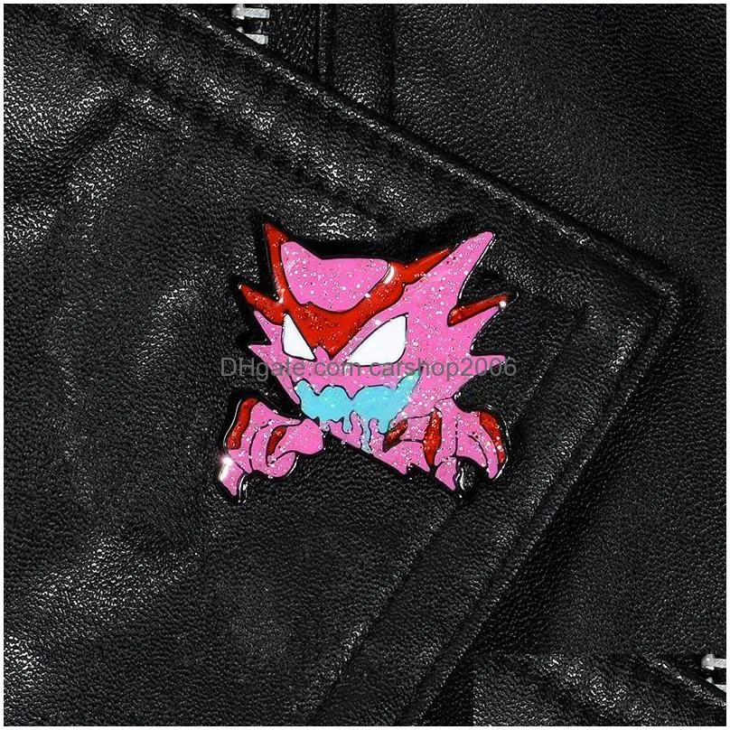 cartoon pink wolf head brooch for boys vicious animal enamel pin wholesale creative metal badges jewelry small fashion accessories