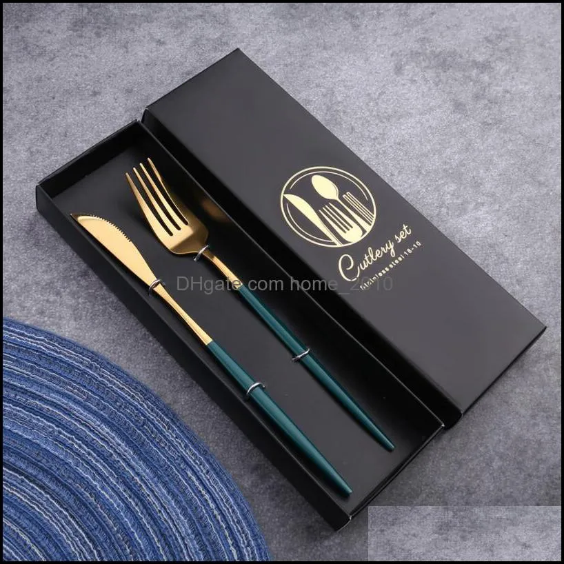 cutlery spoons gift box stainless steel flatware sets shiny mirror portuguese titanium twopiece set spoon and chopsticks suit