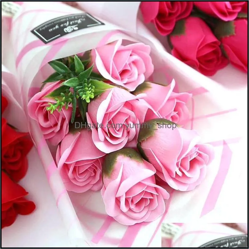 creative 7 small bouquets of rose flower simulation soap flower for wedding valentines day mothers day teachers day gift rrb12858