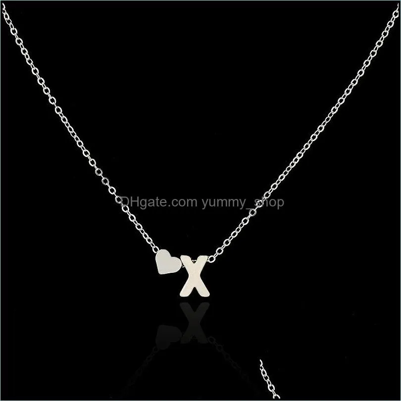 fashion tiny dainty silver gold color love heart initial necklace personalized initial necklace letter necklace name jewelry