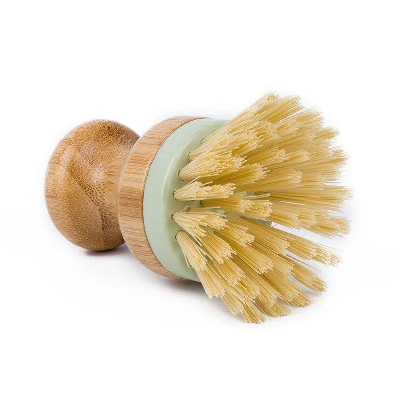 pot pan wash tool durable dish scrubber round wooden handle mini multifunctional tableware cleaning brush bristles wholesale lx2424