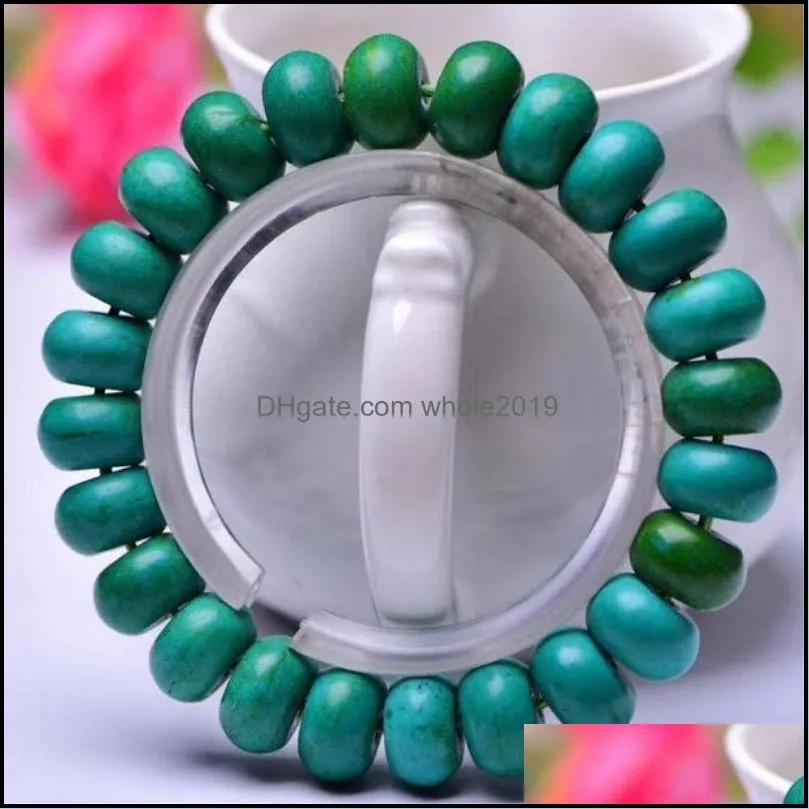 beaded strands wheel beads green stone bracelets evil spirits lucky for women men single circle simple bracelet buddhism jewelry