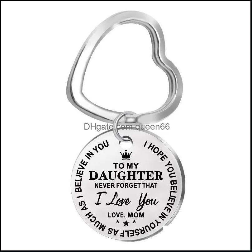 personalized to my son stainless steel keychain engraved to my daughter forever love mom keyring heart key chains charm love pendant