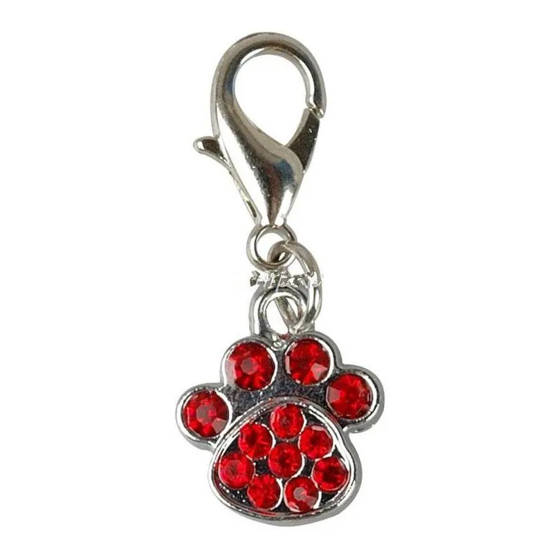 fashion paw tags pet pendant collar rhinestone pendant cute charms with hooks dog pet decoration accessories za5428