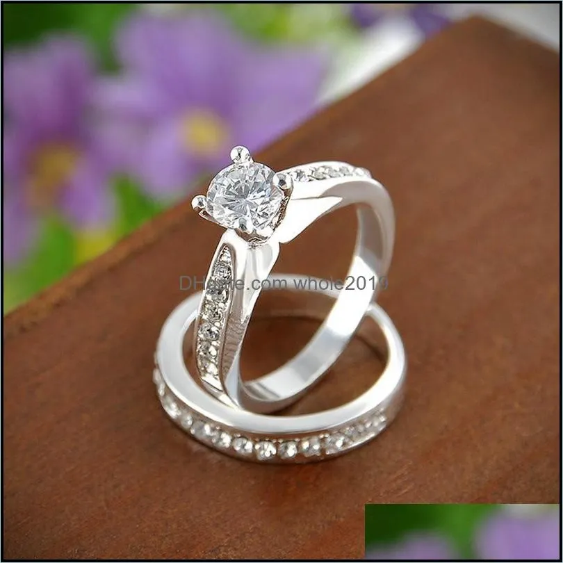 pretty rings set for women men ring bijoux femme fashion jewelry crystal engagement wedding rings set