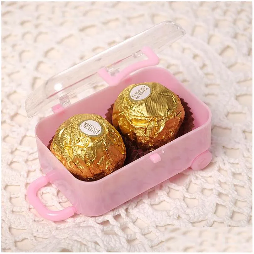 clear mini rolling travel suitcase favor box wedding favors party reception candy package baby shower ideas lz0723