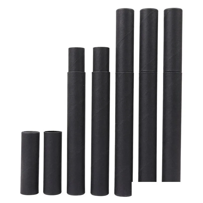 black kraft paper incense tube incense barrel small storage box for pencil joss stick convenient carrying 20.7x2.1cm lx2411