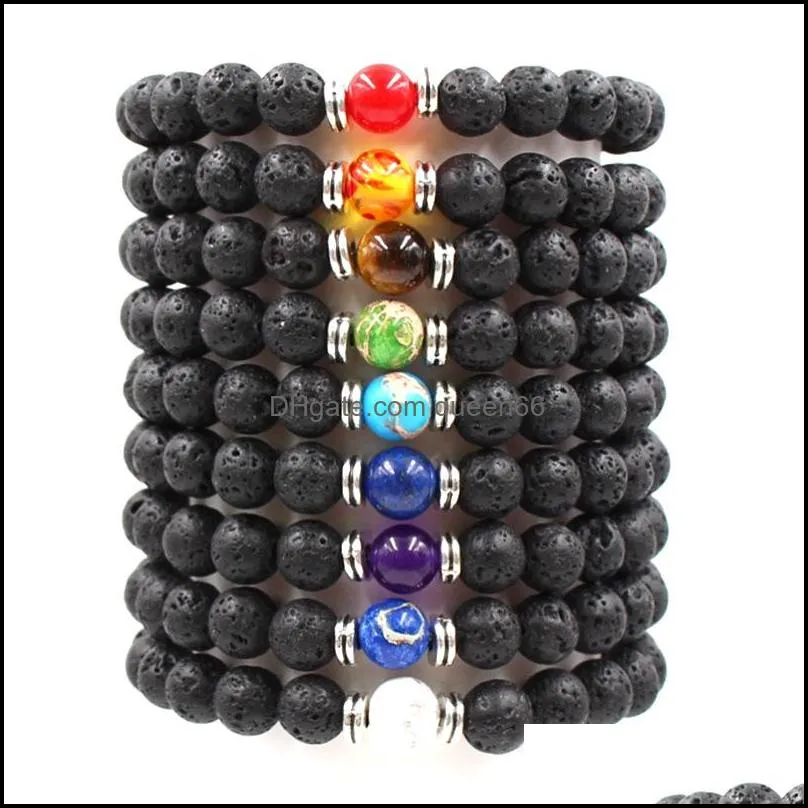 black lava rock 8mm beads chakra for men women jewelry reiki prayer stone yoga chakra bracelet