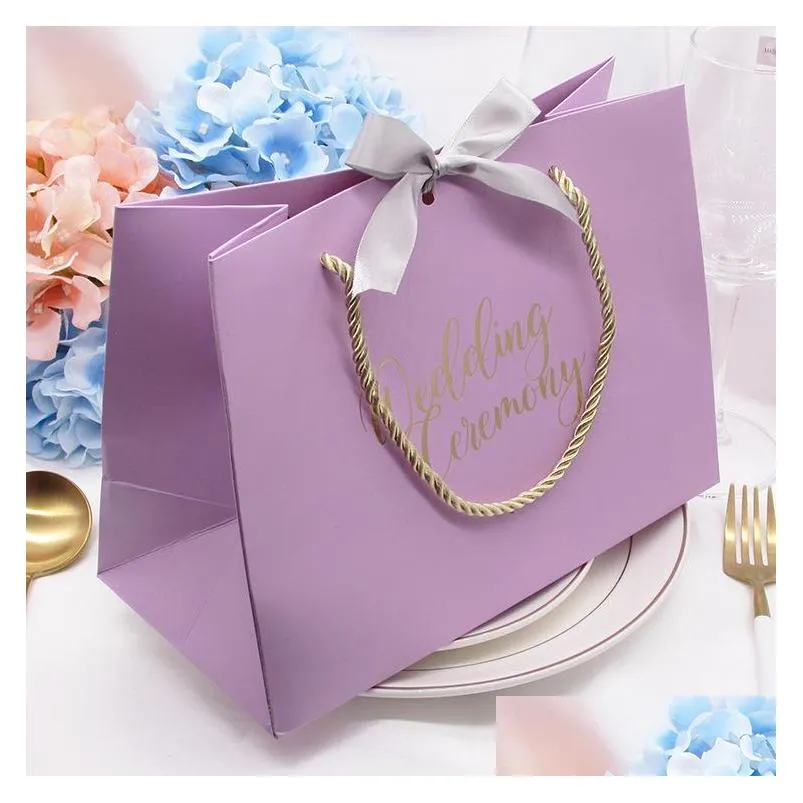 highquality gifts bow gift bag portable paper bag wedding supplies tote bag wrapping paper bags with handle lx1026