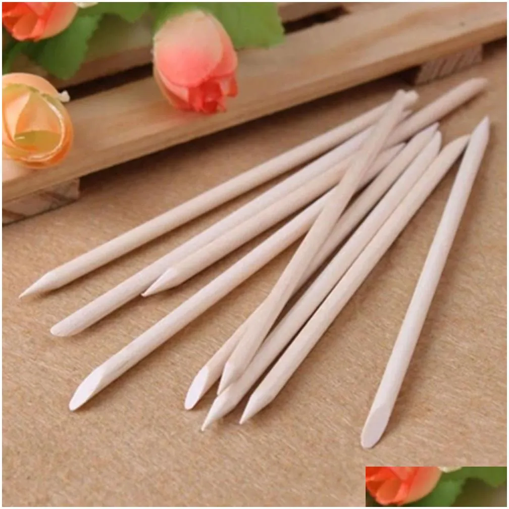 nail art orange wood sticks cuticle pusher remover nail art beauty tool new all wooden nail push