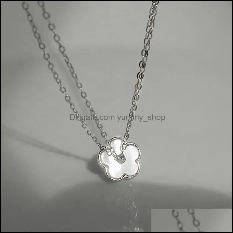 2021 korean chic simple casual double layers chain necklace flower pendant necklace jewelry