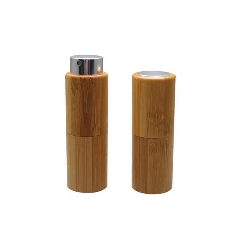 50pcs 10ml empty bamboo perfume bottle diy bamboo glass scent spray bottle portable perfume tube fast shipping sn2631