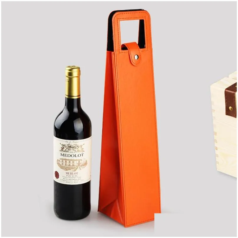 luxury portable pu leather wine bags red wine bottle packaging case gift storage boxes with handle bar accessories lx0524