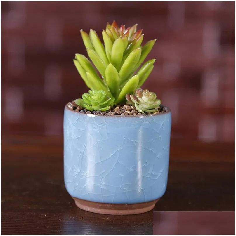 ice cracked mini ceramic flower pot colorful cute flowerpot for desktop decoration meaty potted plants planters 8 colors