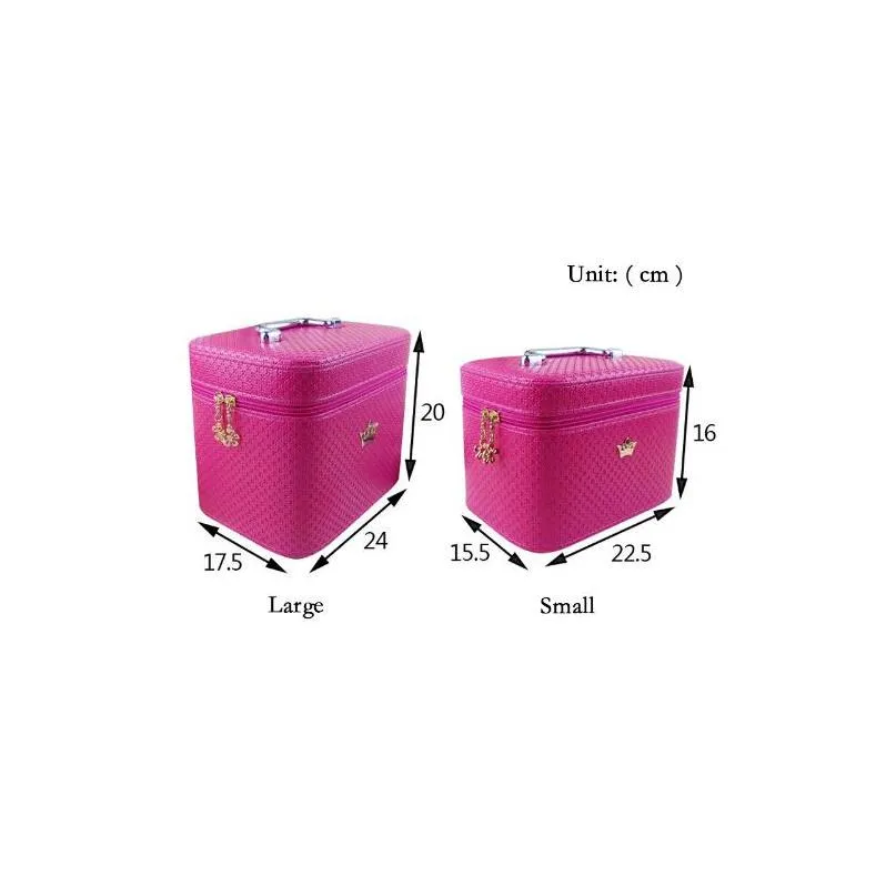 women noble crown big capacity professional makeup case organizer high quality cosmetic bag portable brush storage box suitcase