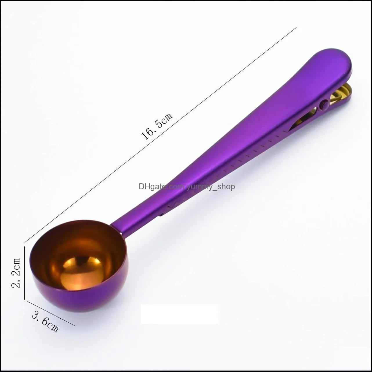 newstainless steel coffee measuring spoon with bag seal clip multifunction jelly ice cream fruit scoop spoon kitchen accessories