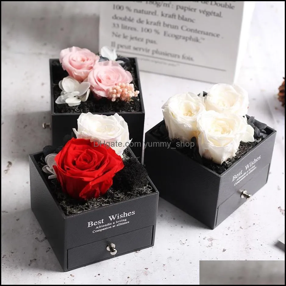 new2022 preserved in glass dome eternal rose decoration red ecuador gift box can put ring valentines day gift birthday gifts rre12018