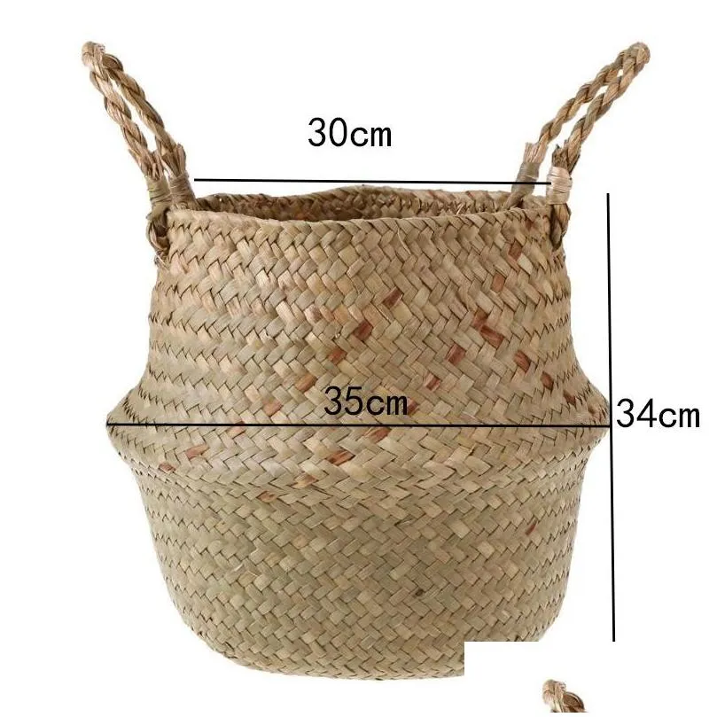 bamboo storage pure handmade basket foldable planter multifunctional laundry strawwork wicker rattan seagrass garden flowerpot