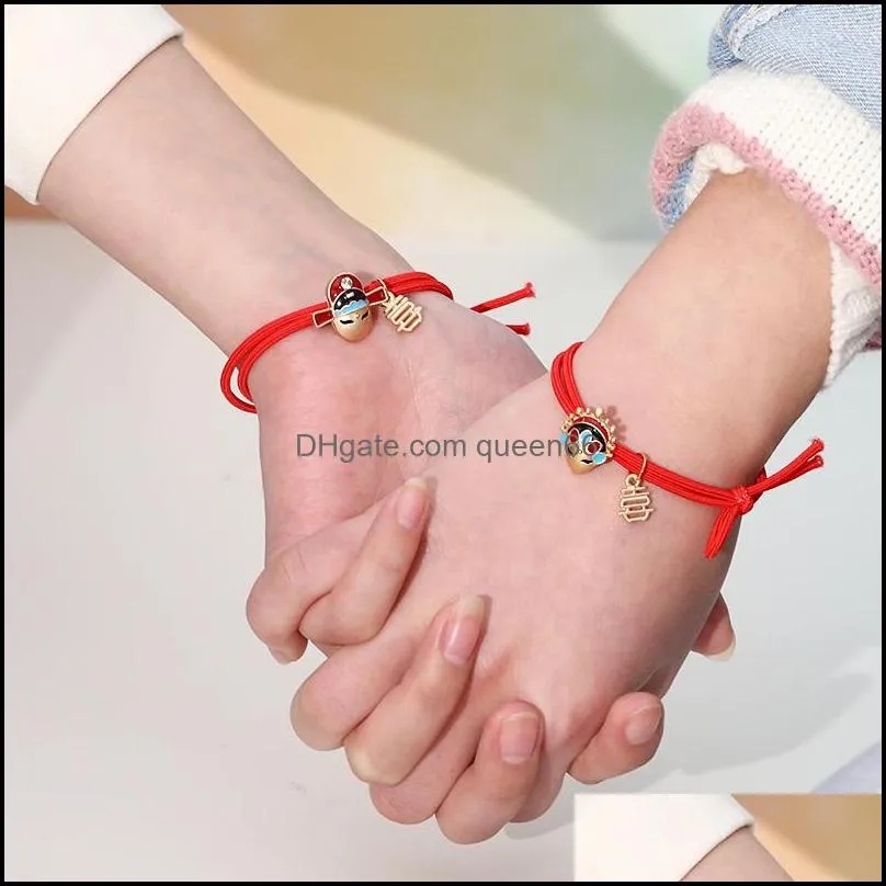 chinese style women girls cute hair rubber bands ponytail holder rope lucky red charm bracelet hair accessories elastic