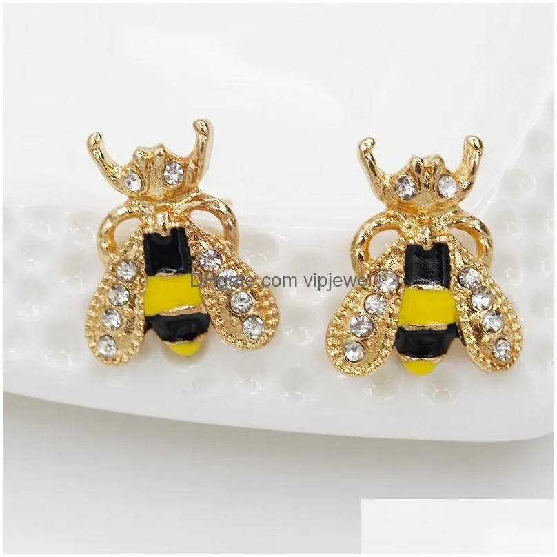 fashion jewelry glaze drop oil bee earrings stud earrings