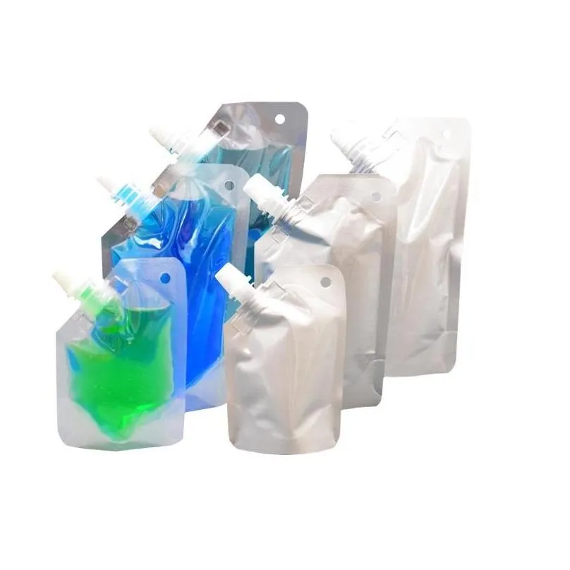 doypack aluminum foil spout bag for drinking liquid storage bag jelly milk sauce oil transparent stand up bag lx2932