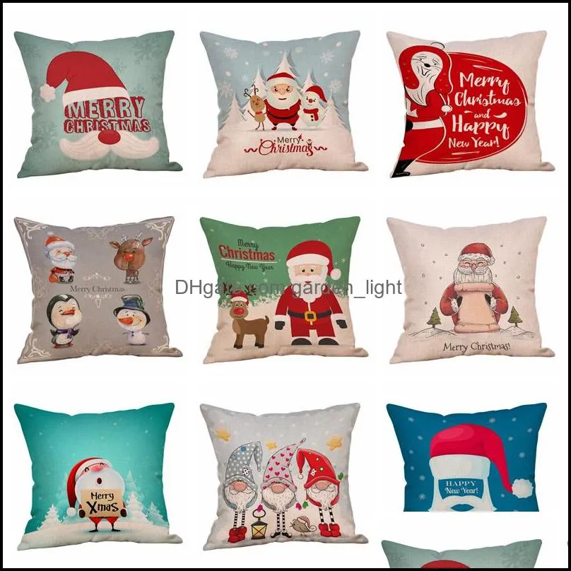christmas cartoon pillowcase 18x18 inch santa claus pattern lovely pillow cover living room sofa seat decorative cushion covers vt1714