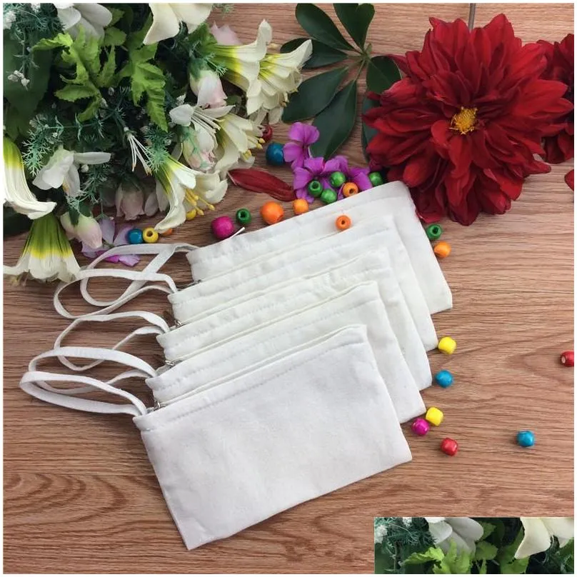 black/white/beige blank canvas zipper pencil cases pen pouches cotton cosmetic bags makeup bags mobile phone clutch bag organizer