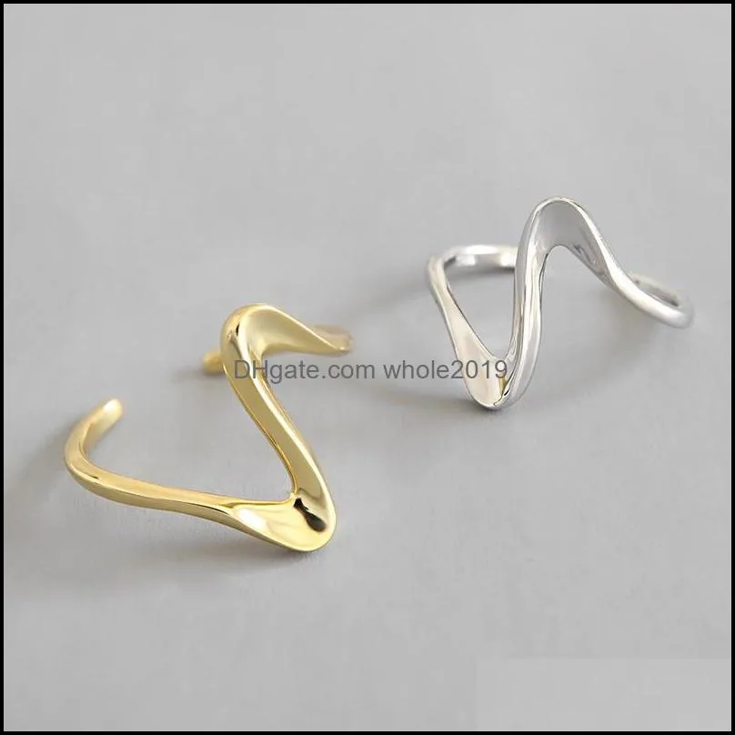 korean style ins simple wave ring for women 100 925 sterling silver open rings fine party jewelry ymr704
