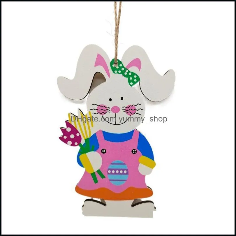 newparty decoration easter wooden hanging ornaments bunny rabbit themed tags for home wall tree hanging decor gift rra11292