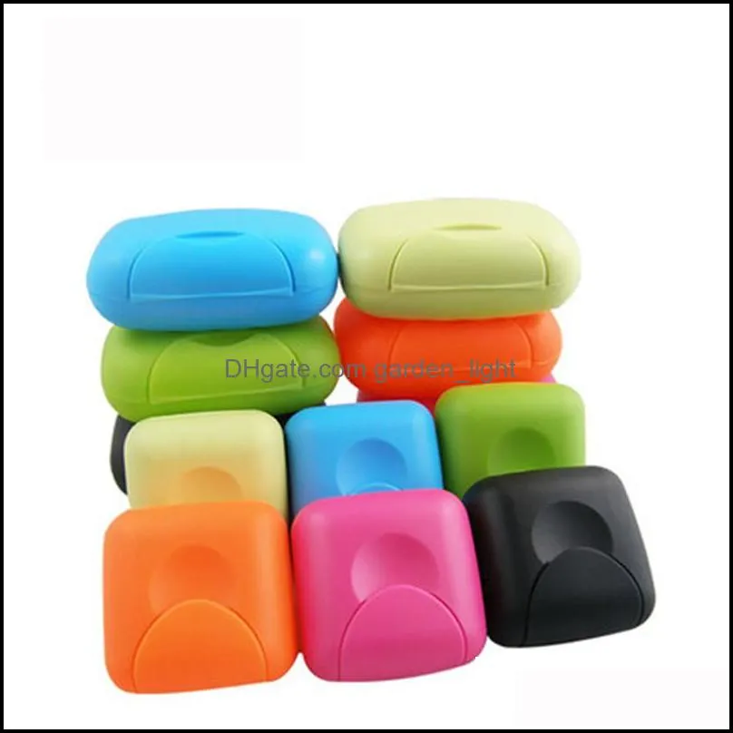 portable soap box plastic candy color travel lock seal soap box with lid home travel toilet soaps holder