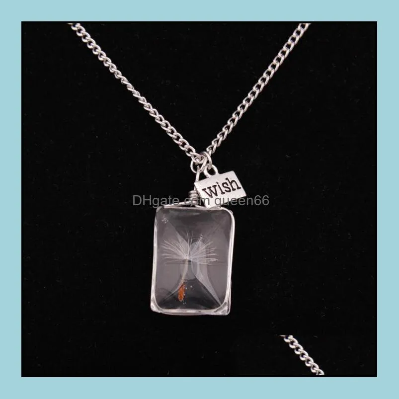 glass bottle necklace dandelion seed in glass necklaces make a wish glass bead orb jewelry dandelion wish necklace