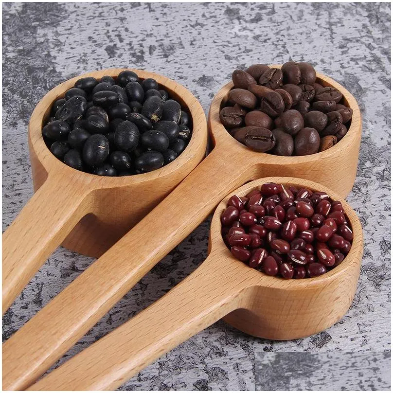 long handle wooden measuring spoon wooden coffee spoon kitchen soup spoons home kitchen measuring tools lx4179