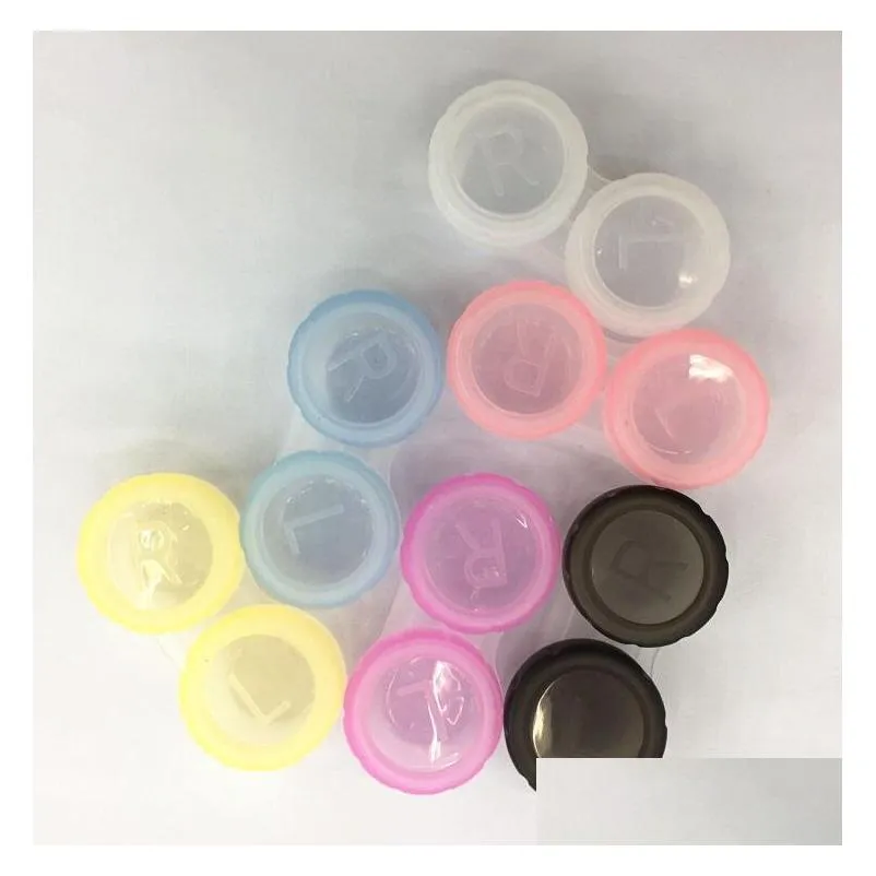 light colors 100pcs/lot colorful case contacts lenses box glasses lens case color doublebox lens case eyewear accessories