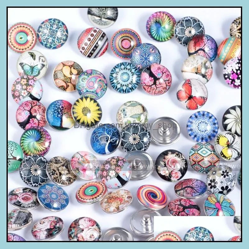 mixed styles 18mm glass snap button clasps diy bracelet necklace snaps jewelry accessory