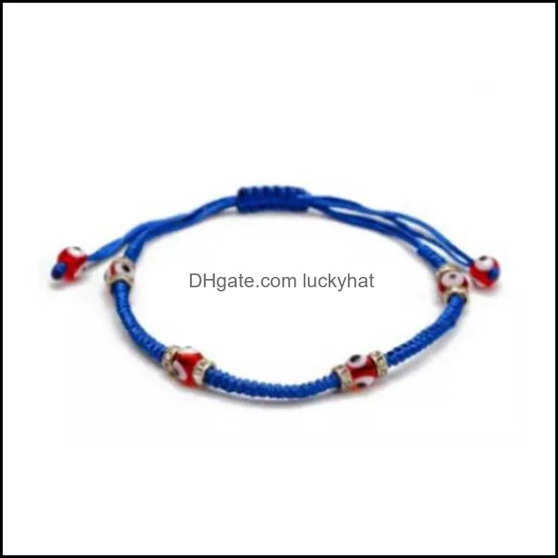 creative blue eye red rope bracelet strands hand woven round diamond demon evil eyes bracelet