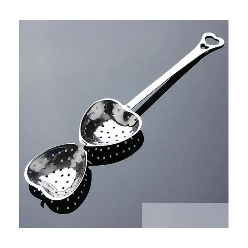heart shaped stainless steel tea infuser spoon strainer stainless steel steeper handle shower spoon creative tea tools sn1109