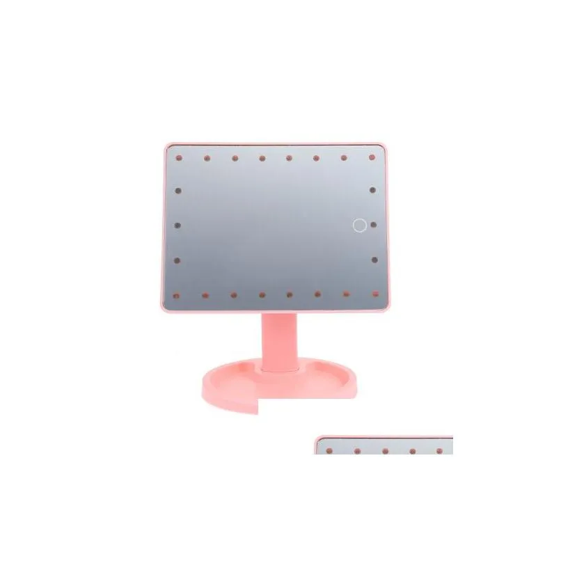 360 degree rotation touch screen makeup mirror with 16 / 22 led lights professional vanity mirror table desktop make up mirror