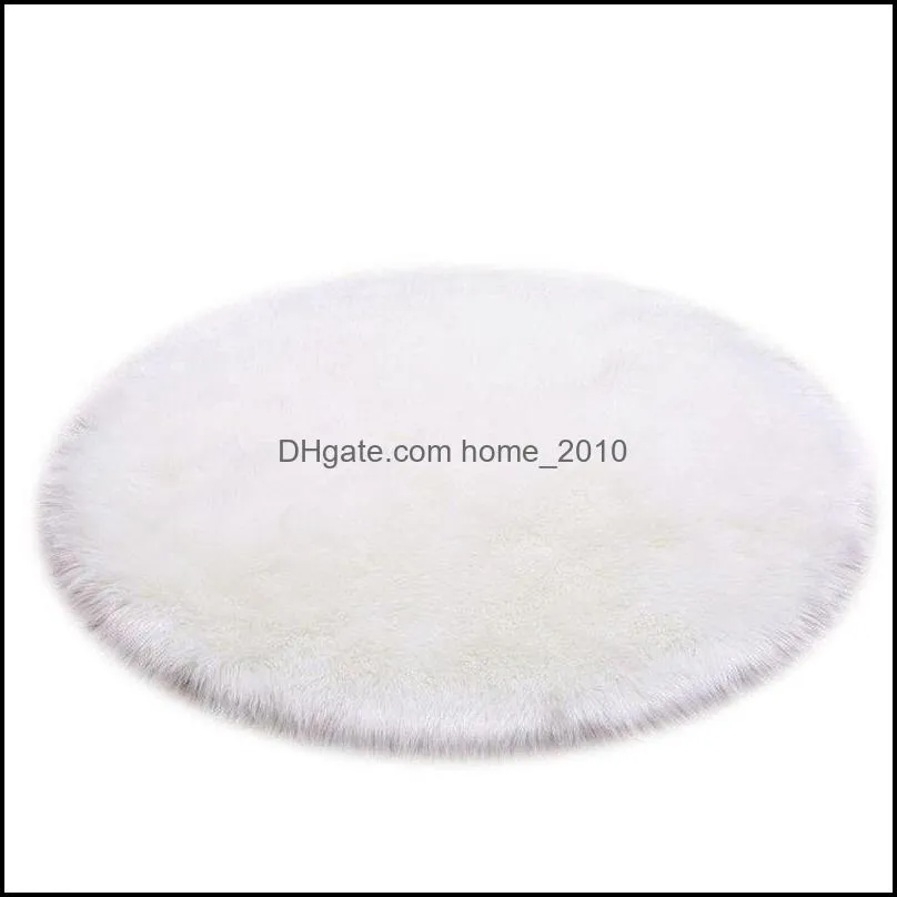 round soft faux sheepskin fur carpets for bedroom living room floor shaggy silky plush carpet white bedside mats diameter 7080cm
