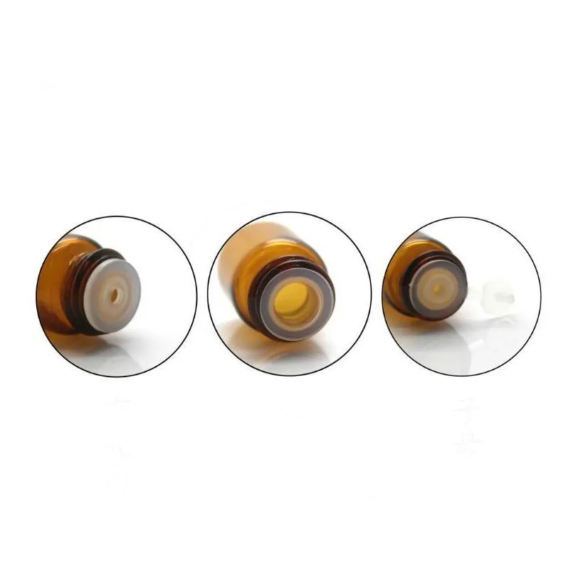 dhs 1ml 2ml 3ml 5ml small amber glass sample bottle vials with orifice reducer black cap for aromatherapy essential oils sn3187