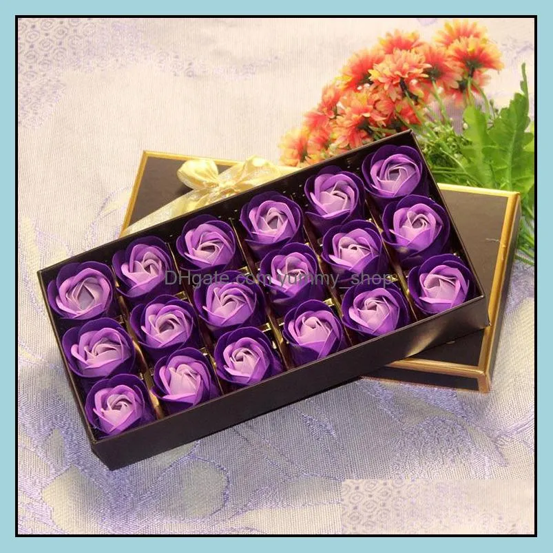 18pcs rose soap flower gift box wedding valentines day gifts rose bath body roses floral soap flowers rra11086
