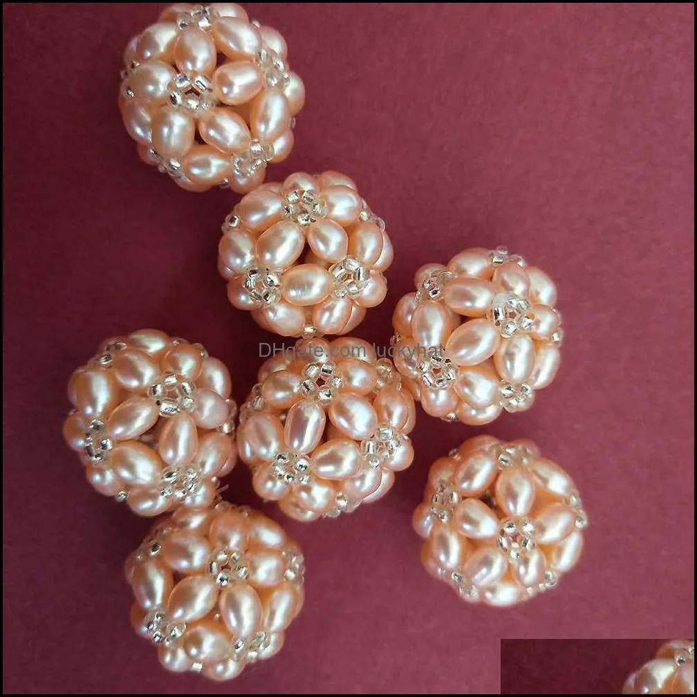 wholesale handmade freshwater 34 mm pearls ball pendant for jewelry diy white/purple/pink shipping