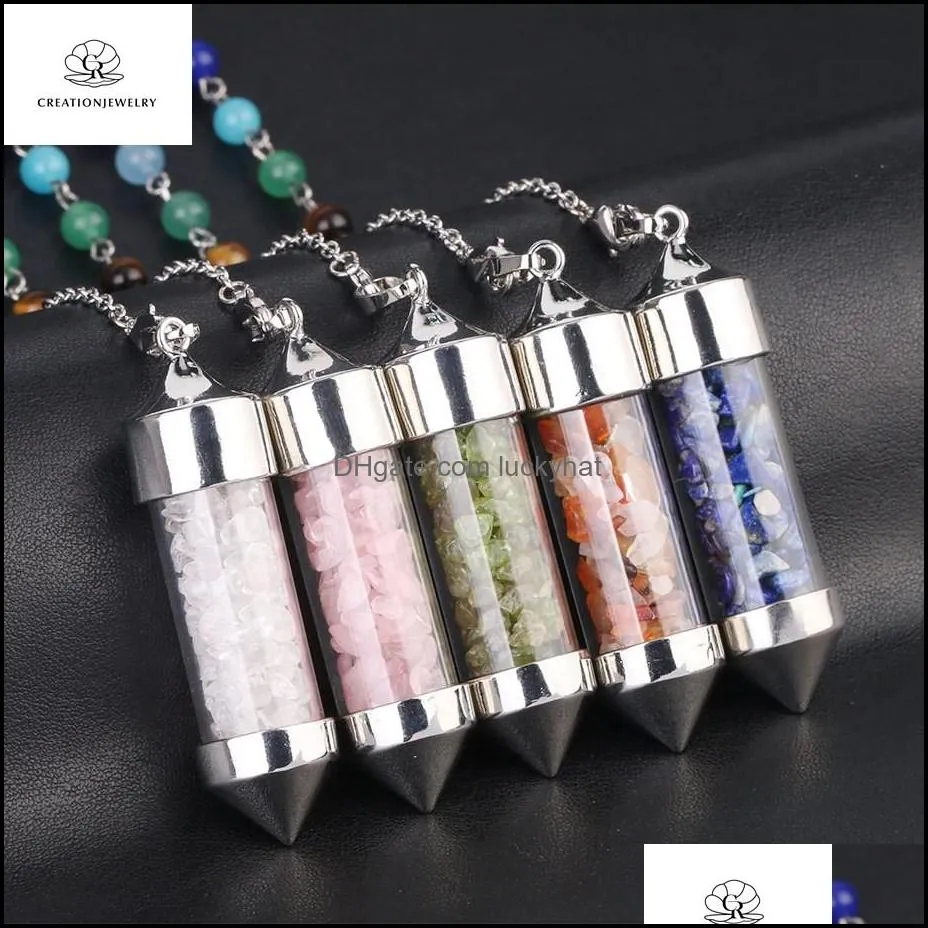 natural stone pendant for necklaces bullet pendulum tiger eye jade necklace malachite rose quartz healing crystal