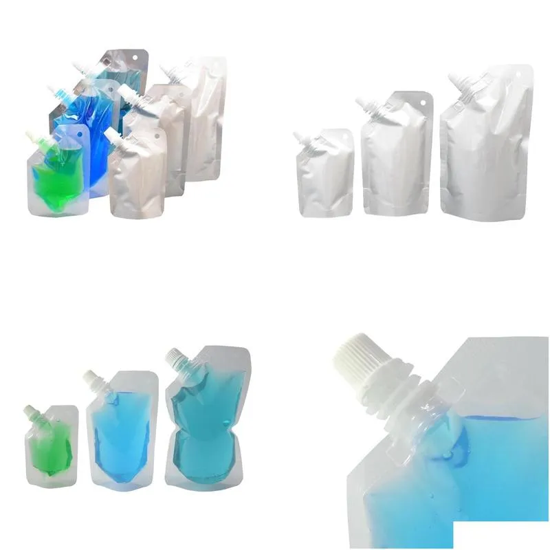 doypack aluminum foil spout bag for drinking liquid storage bag jelly milk sauce oil transparent stand up bag lx2932