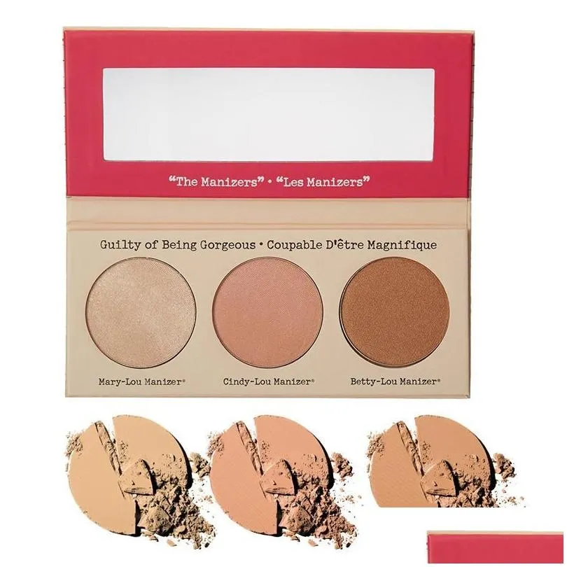 hot makeup cosmetics manizer sisters 3 color face pressed powder bettylou cindylou shimmer powder palette bronzers highlig 