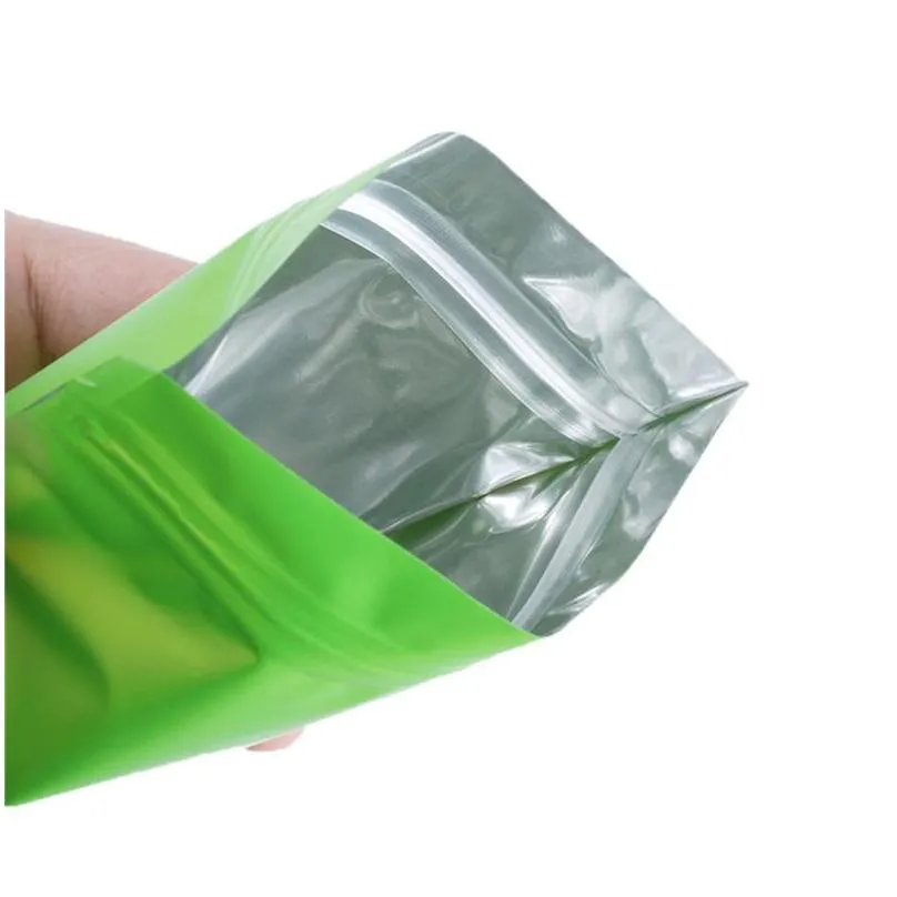 matte green aluminum foil stand up bag grip seal tear notch doypack food snack coffee bean storage pack pouches lx4225